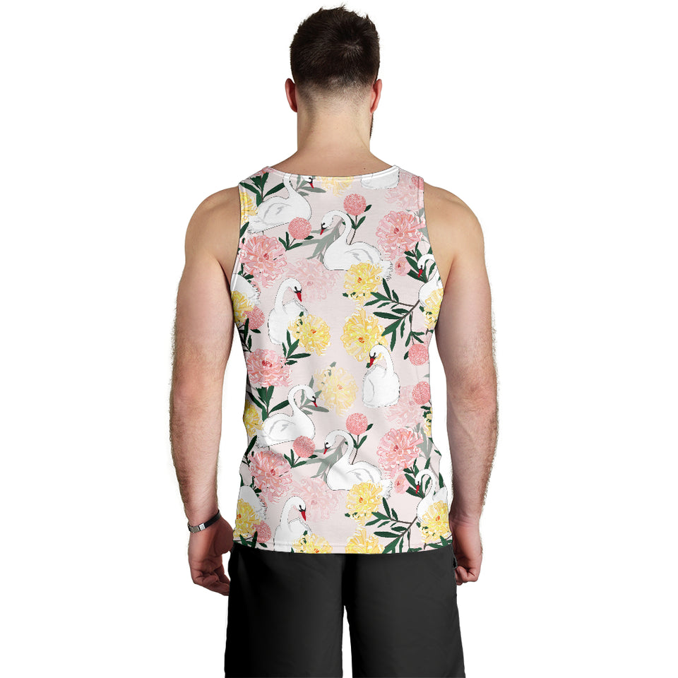 Swan Flower Pattern Men Tank Top