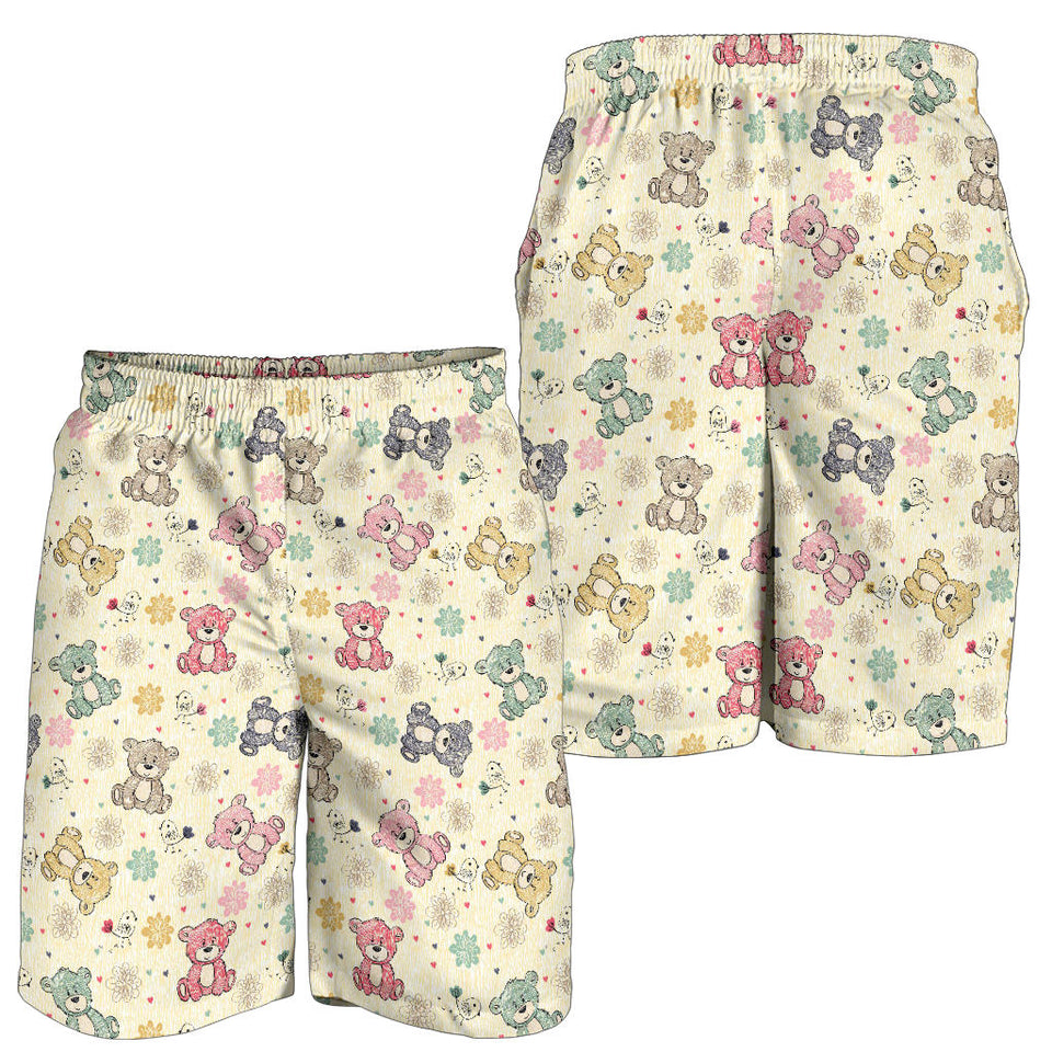 Teddy Bear Pattern Print Design 05 Men Shorts