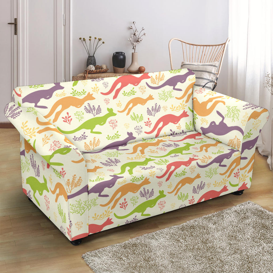 Colorful Kangaroo Pattern Loveseat Couch Slipcover