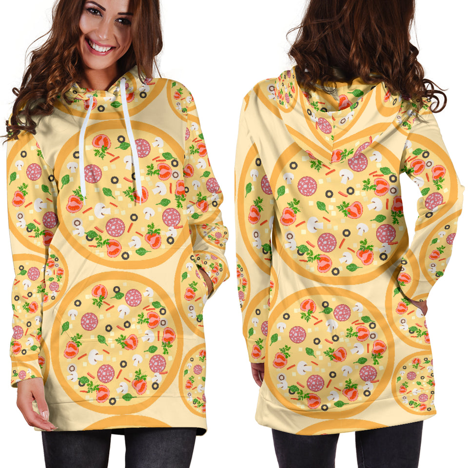 Pizza Theme Pattern Women Hoodie Dress