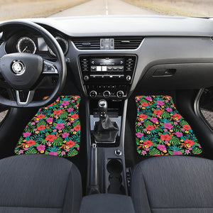 Hibiscus Pattern Print Design 01 Front and Back Car Mats