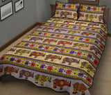 Rhino African Afro Dashiki Adinkra Kente Pattern Quilt Bed Set