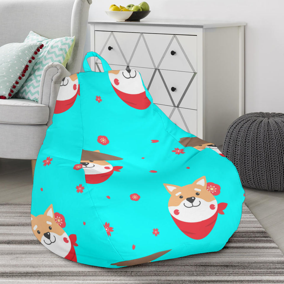 Shiba Inu Japanese Hat Pattern Bean Bag Cover