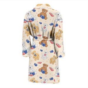 Teddy Bear Pattern Print Design 01 Men Bathrobe