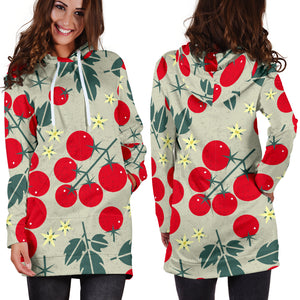 Hand Drawn Tomato Pattern Women Hoodie Dress