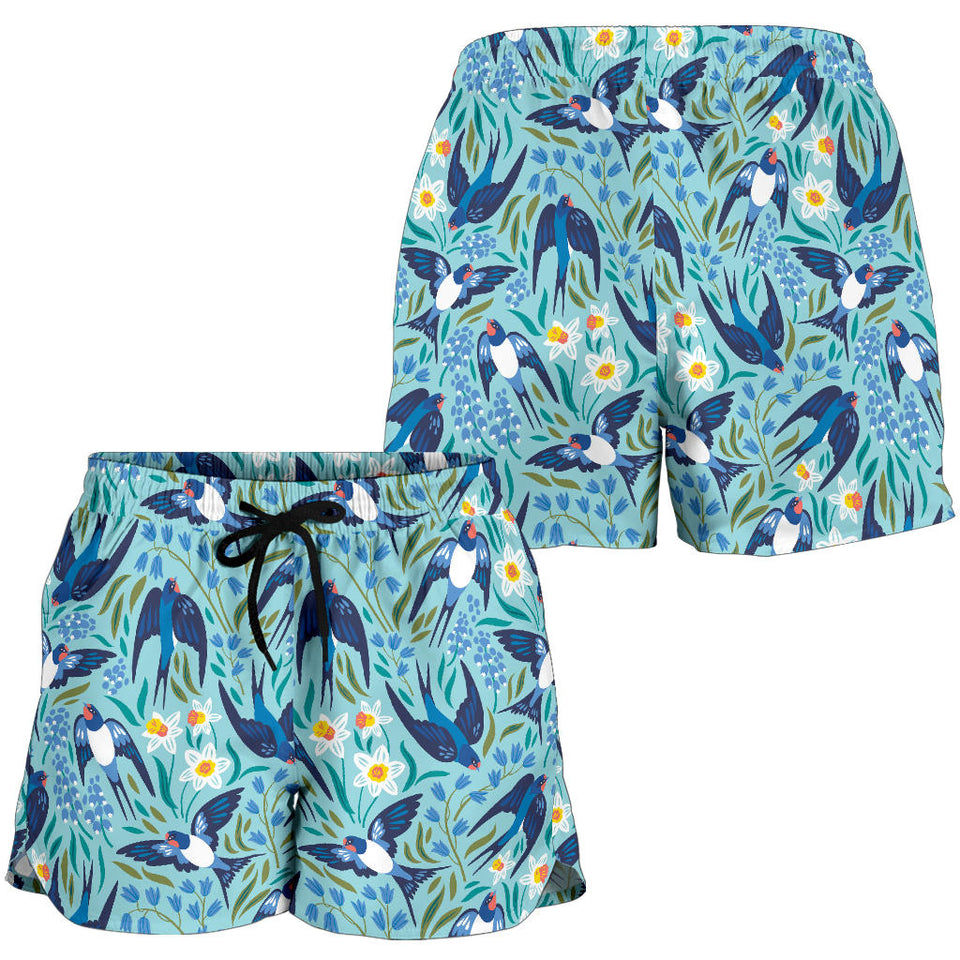 Swallow Pattern Print Design 05 Women Shorts