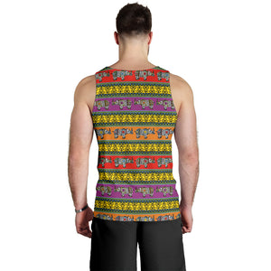 Rhino African Afro Dashiki Adinkra Kente Pattern Ethnic Motifs Men Tank Top