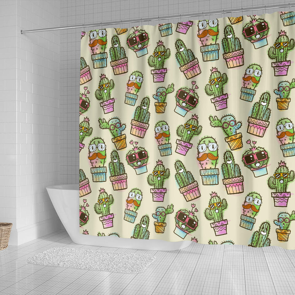 Cute Cactus Pattern Shower Curtain Fulfilled In US