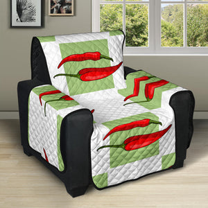 Red Chili Pattern Green White background Recliner Cover Protector