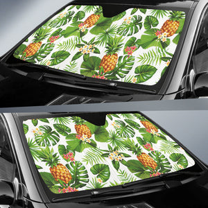 Pineapple Flower Leaves Pattern Car Sun Shade