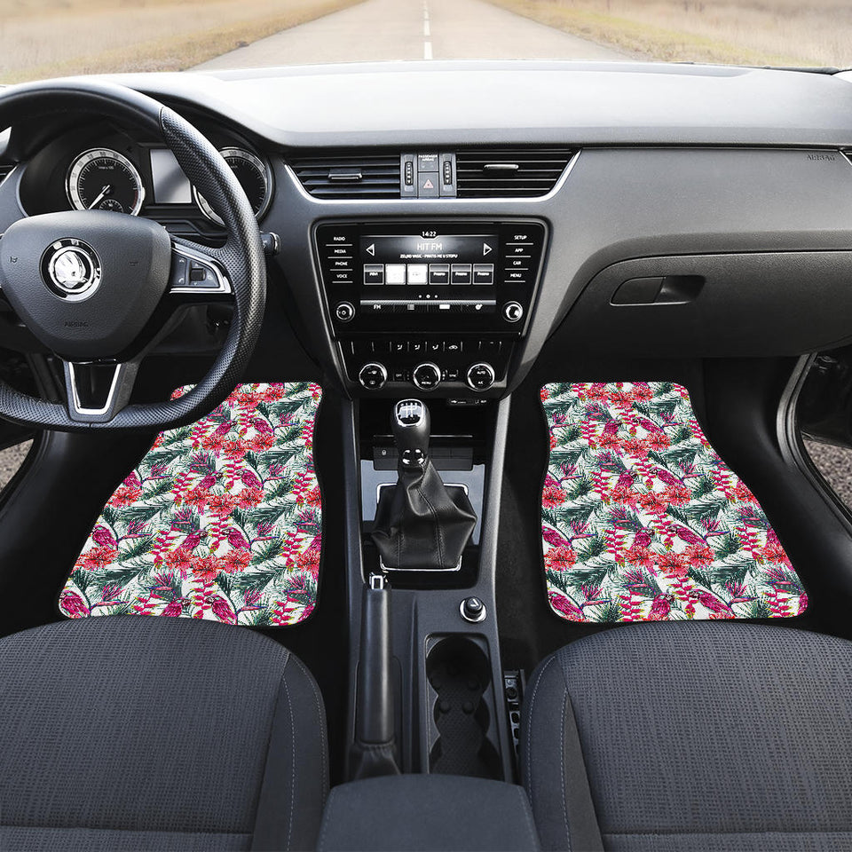 Pink Parrot Heliconia Pattern Front Car Mats