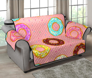 Donut Pattern Pink Background Loveseat Couch Cover Protector