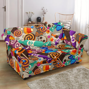 Halloween Candy Pattern Loveseat Couch Slipcover