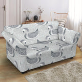 Swan Gray Pattern Loveseat Couch Slipcover