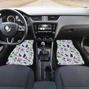 Eggplant Pattern Print Design 03 Front and Back Car Mats