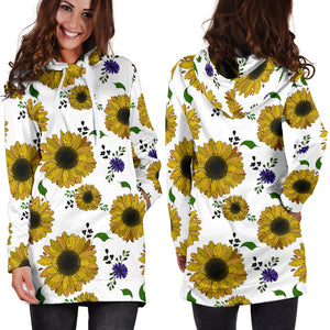 Sunflower Pattern Background Women Hoodie Dress