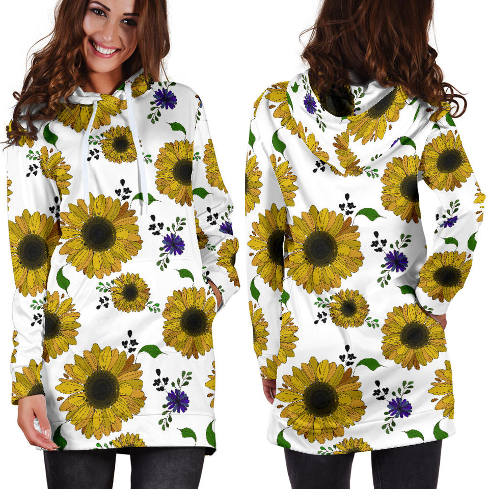 Sunflower Pattern Background Women Hoodie Dress