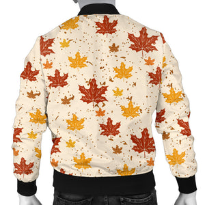 Red and Orange Maple Leaves Pattern Men Bomber Jacket