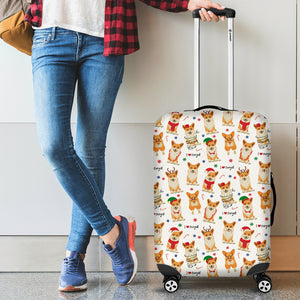 Christmas Corgi Pattern Background Luggage Covers
