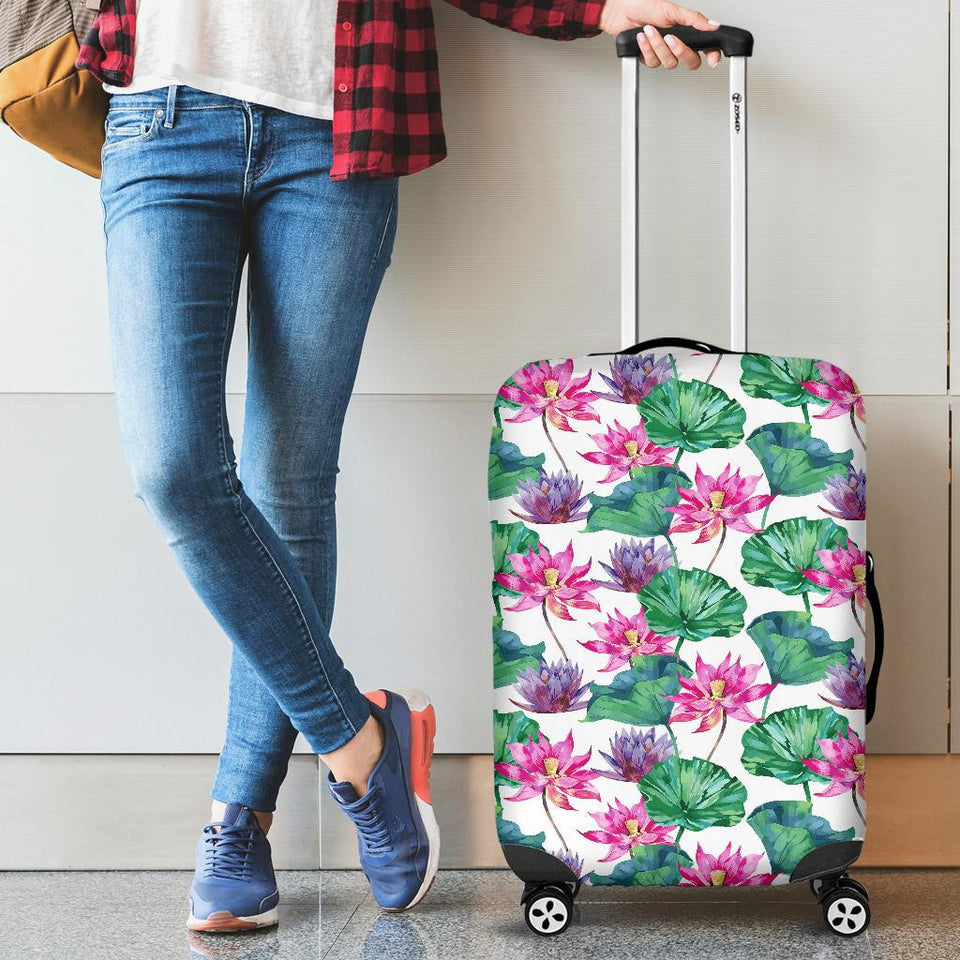 Pink Lotus Waterlily Pattern Cabin Suitcases Luggages