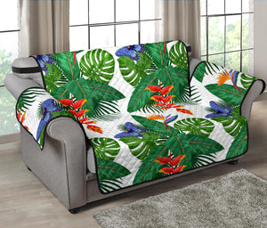 Heliconia Butterfly Leaves Pattern Loveseat Couch Cover Protector
