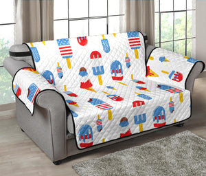 Ice Cream USA Theme Pattern Loveseat Couch Cover Protector