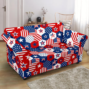 USA Star Hexagon Pattern Loveseat Couch Slipcover