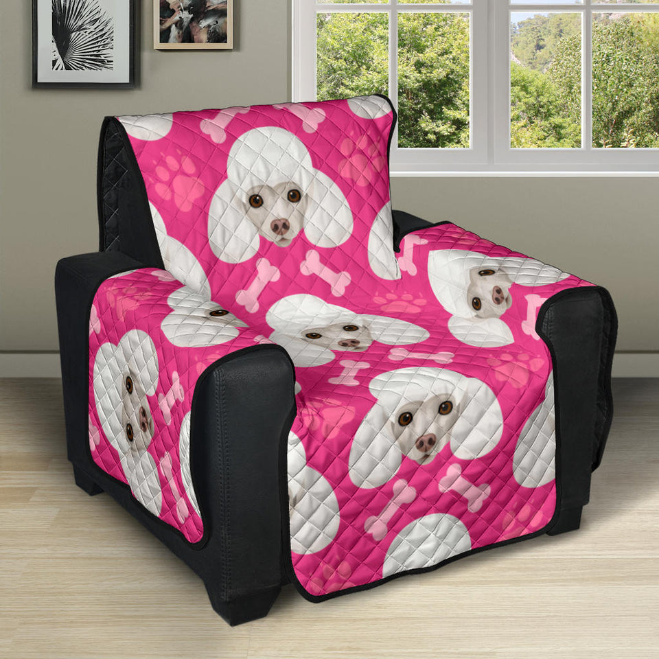 Poodle Pattern Pink background Recliner Cover Protector