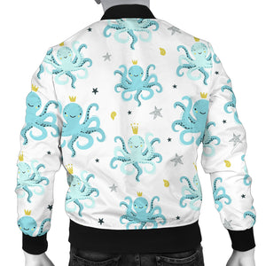 Octopus Blue Pattern Men Bomber Jacket