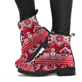 Snowman Sweater Printed Pattern Leather Boots