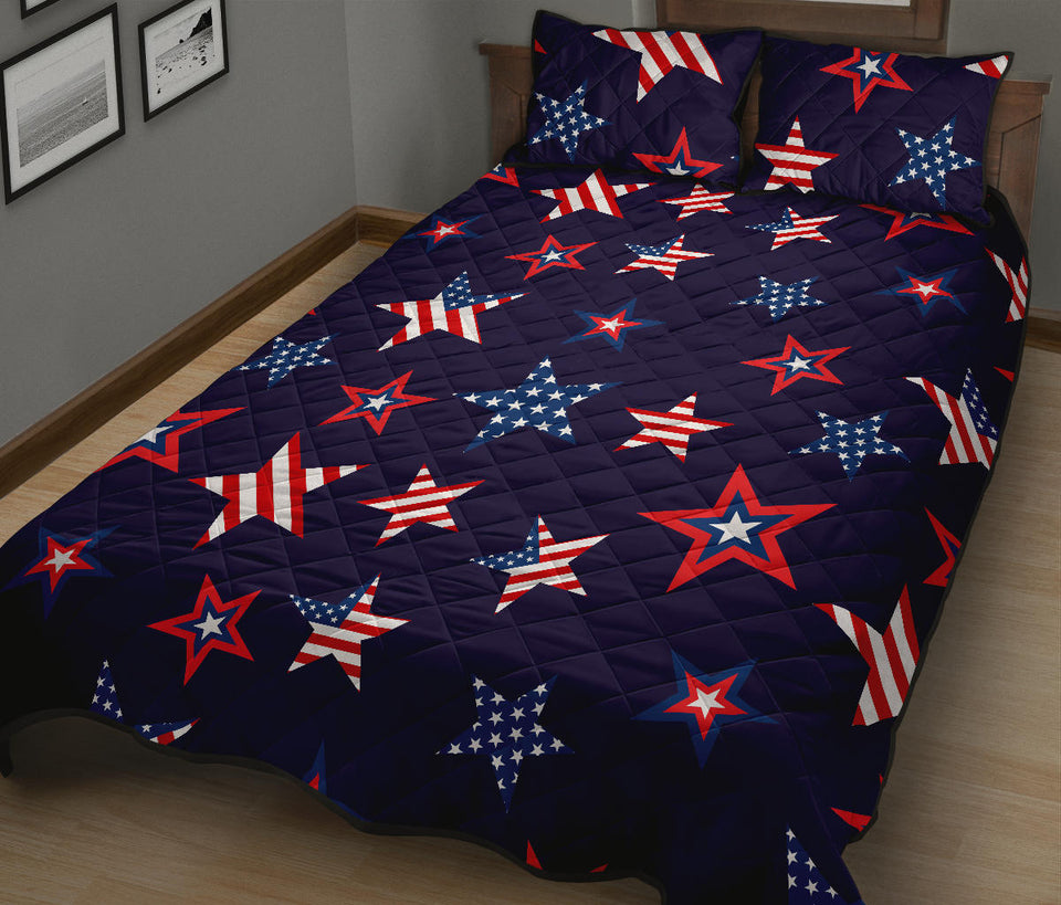 USA Star Pattern Theme Quilt Bed Set