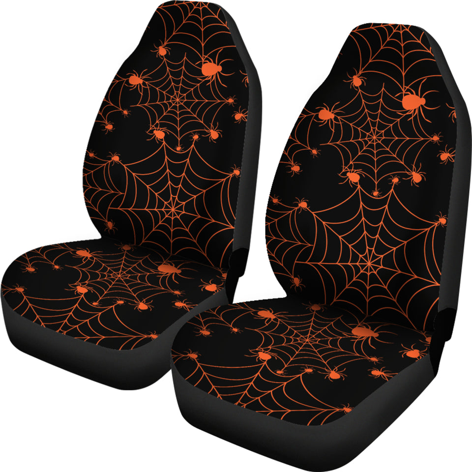 Orange Cobweb Spider Web Pattern Universal Fit Car Seat Covers