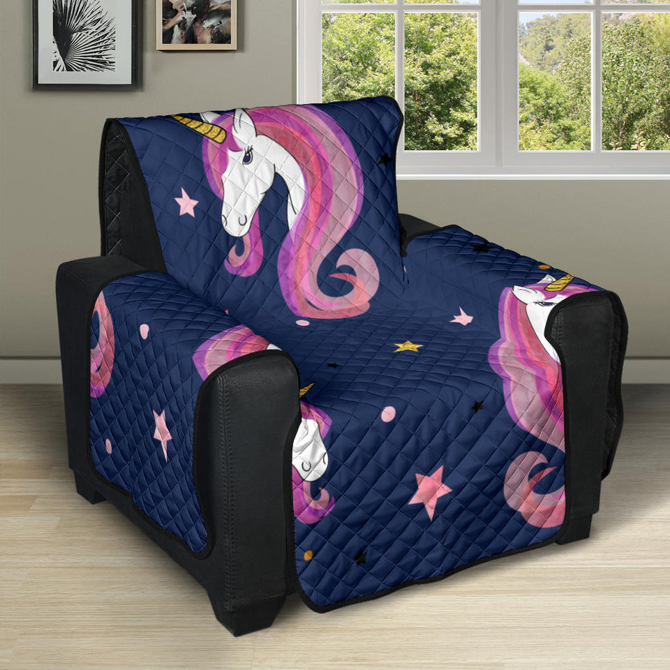 Unicorn Head Pattern Recliner Cover Protector