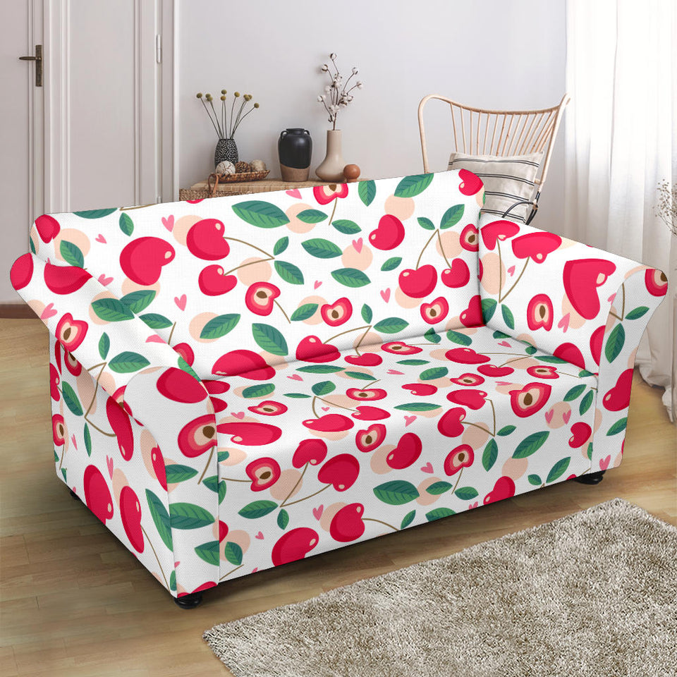 Cherry Heart Pattern Loveseat Couch Slipcover