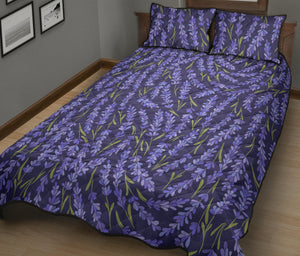 Lavender Theme Pattern Quilt Bed Set