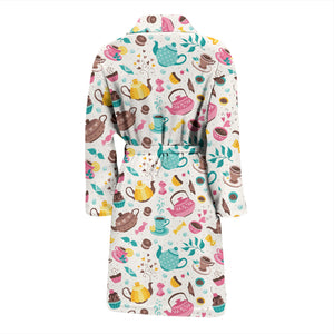 Tea pots Pattern Print Design 05 Men Bathrobe