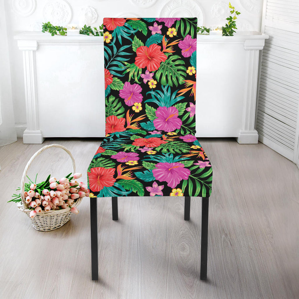 Hibiscus Pattern Print Design 01 Dining Chair Slipcover