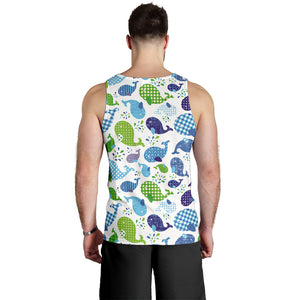 Whale Stripe Dot Pattern Men Tank Top