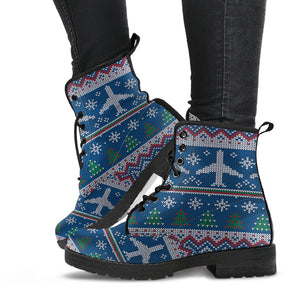 Airplane Sweater printed Pattern Leather Boots