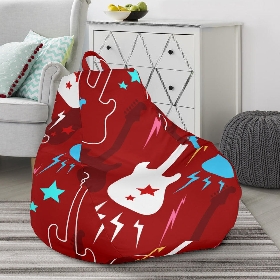 Electical Guitar Red Pattern Bean Bag Cover