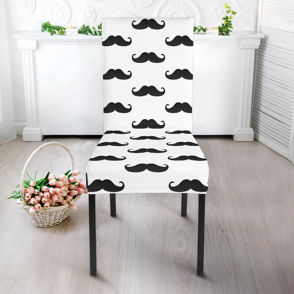 Mustache Beard Pattern Print Design 05 Dining Chair Slipcover