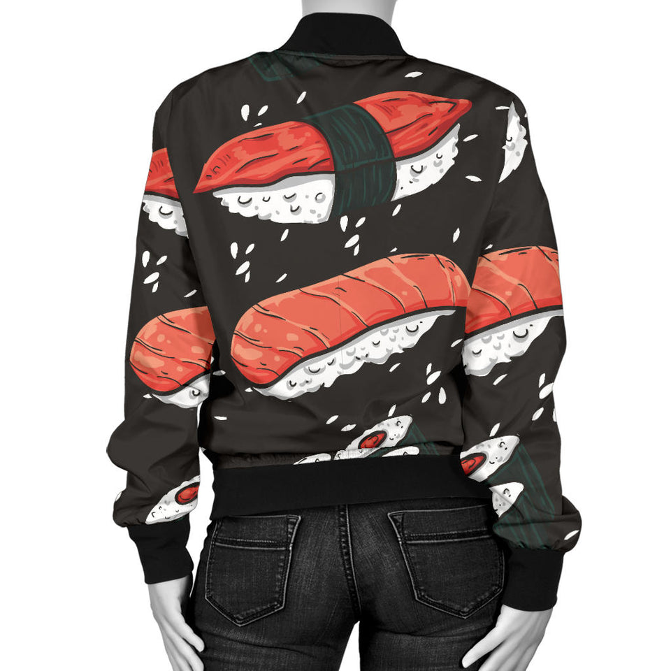 Sushi Theme Pattern Women Bomber Jacket