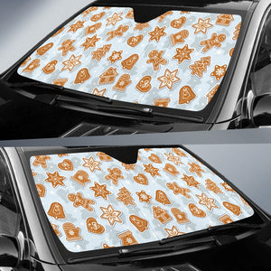 Christmas Gingerbread Cookie Pattern background Car Sun Shade