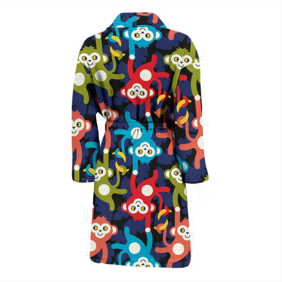 Colorful Monkey Pattern Men Bathrobe