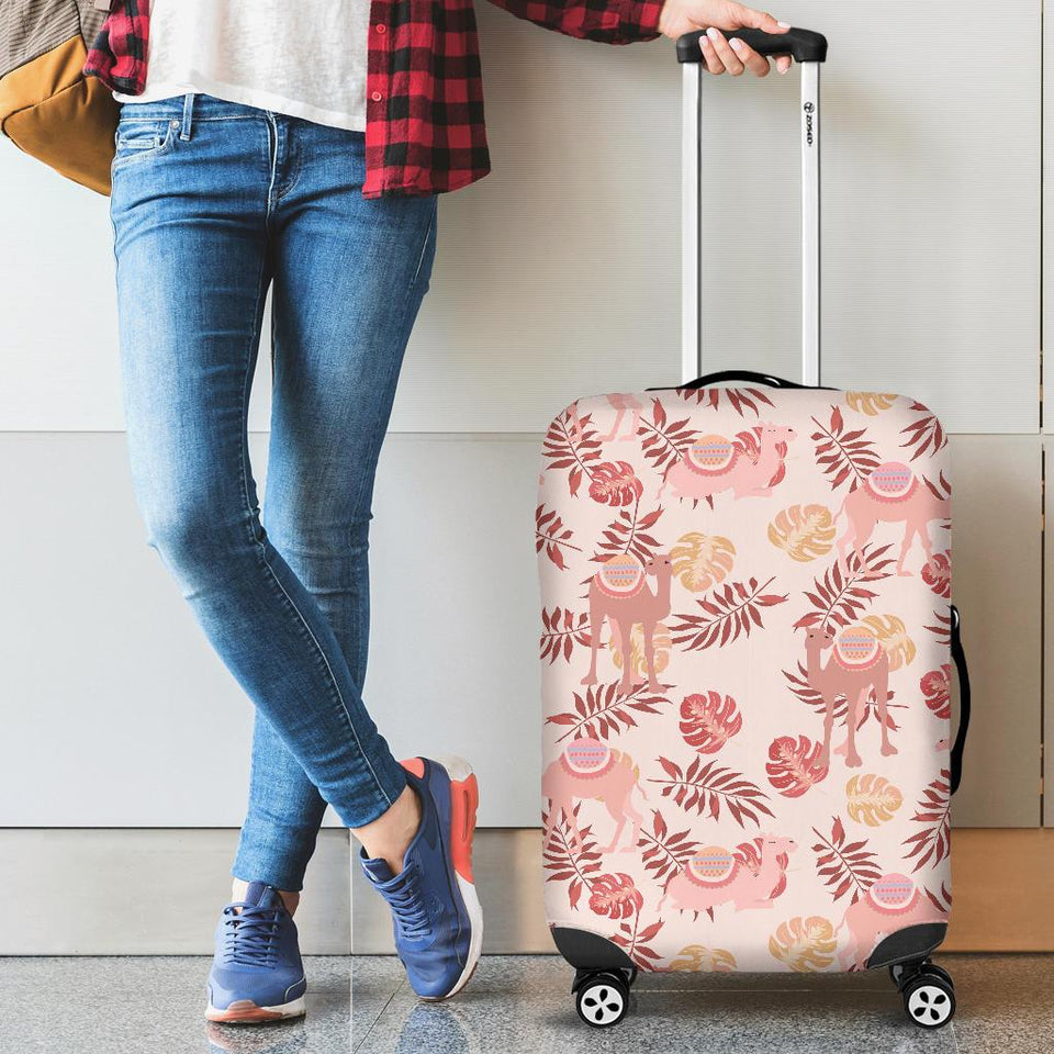 Pink Camel Leaves Pattern Cabin Suitcases Luggages