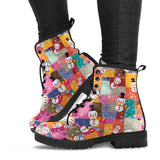 Snowman Colorful Theme Pattern Leather Boots