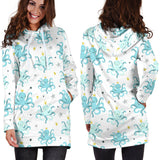 Octopus Blue Pattern Women Hoodie Dress