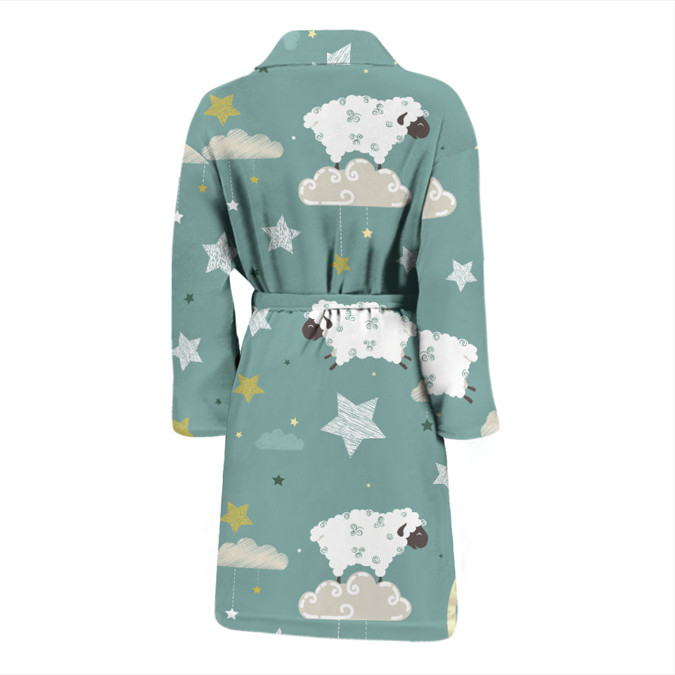 Sheep Sweet Dream Pattern Men Bathrobe