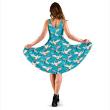 Seagull Pattern Print Design 03 Sleeveless Midi Dress