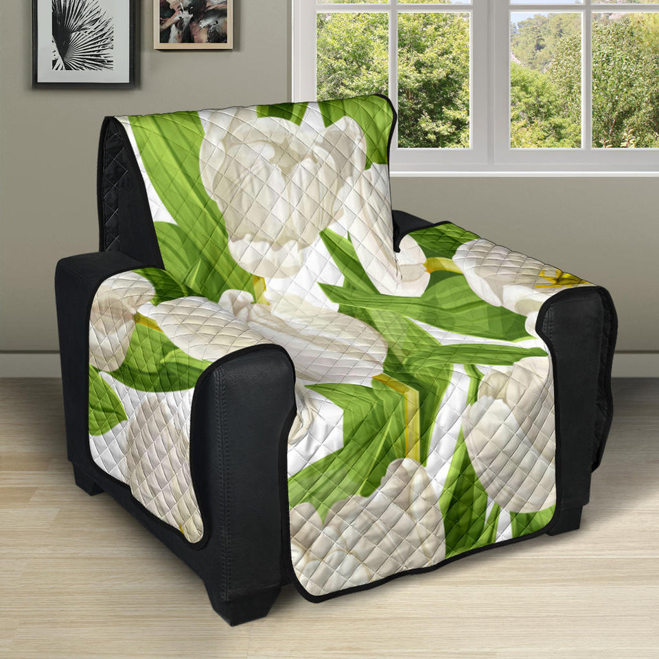 White Tulip Pattern Recliner Cover Protector